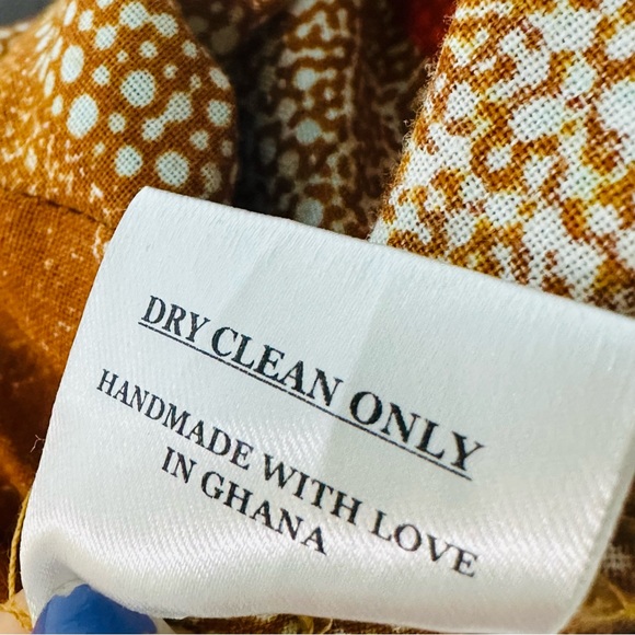 Sika Porter 100% Cotton Handmade Multi Color Brown Orange Maxi Dress - Picture 9 of 14